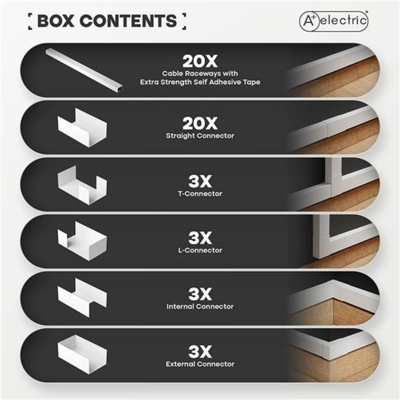 315" Cord Cover and 32 Pcs Fittings for Max 2 Cables Cable Raceway Cable - Picture 3 of 6